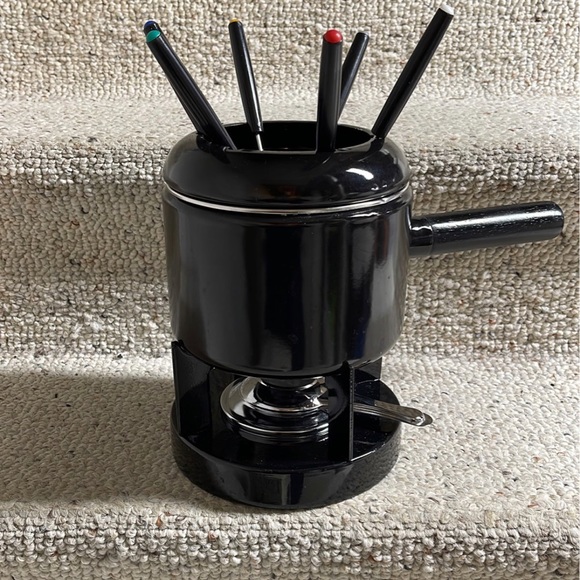 Fondue pot set Black enamel - Picture 6 of 7